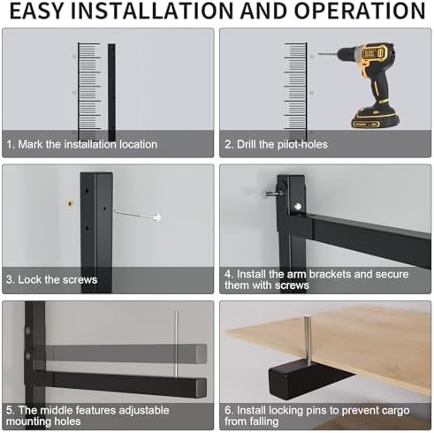 Lumber Storage Rack Wall Mount, Foldable 4-Level Wood Storage Rack
