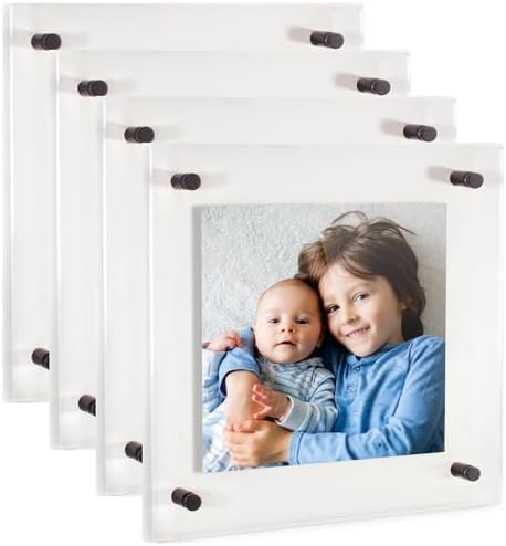 ArtToFrames 14x14 Inch Double Panel Floating Acrylic Picture Frame comes (4 P...