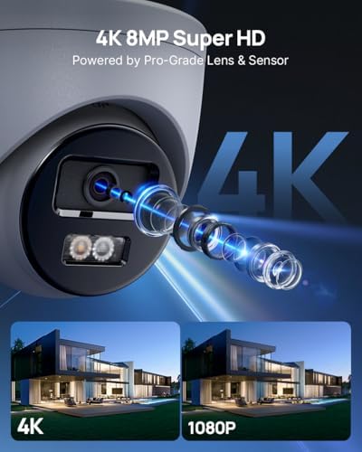 ANNKE 4K/8MP Dome PoE Security Camera Outdoor, Color Night Vision, White