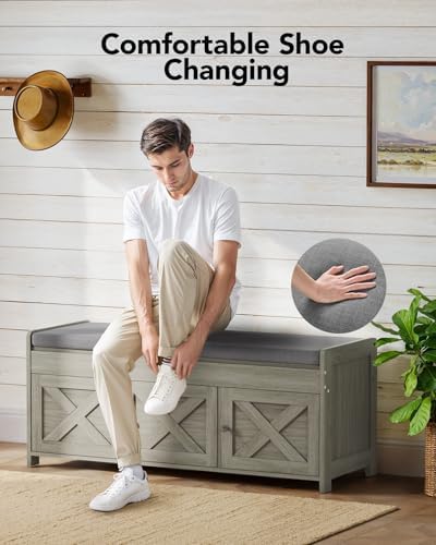 Pipishell Shoe Storage Bench, 2-Tier Shoe Bench with Cushioned Seat, Entryway...