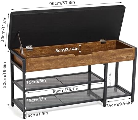 Mondeer 37.8'' Shoe Rack Bench with Upholstered Cushion
