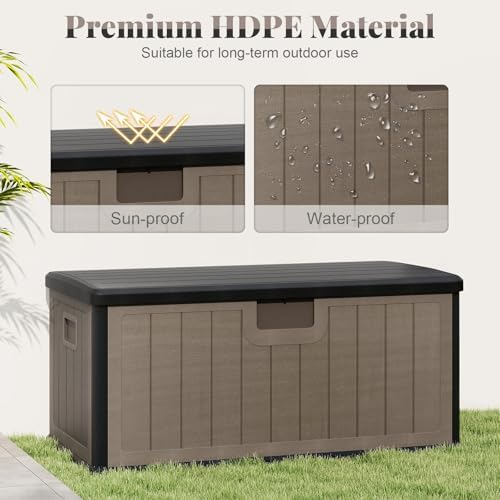 HAPPYGRILL 100 Gallon Outdoor Storage Deck Box with Lockable Design