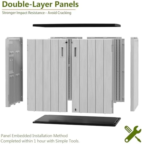ZZM 37 Cu.ft Outdoor Storage Shed with Floor HDPE Double-Wall Resin Sheds Out...