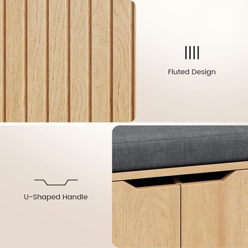59" Storage Bench with Drawer, 2-Tier Shoe Bench with Storage, Long Entr...