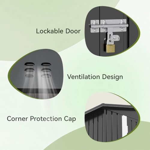 COMHOMA Shed Outdoor Storage Shed Metal,Lockable Doors Tool Sheds with Slopin...