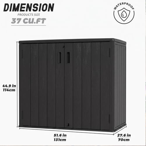 Mrosaa Horizontal Outdoor Storage Cabinet 37Cu.ft,Waterproof
