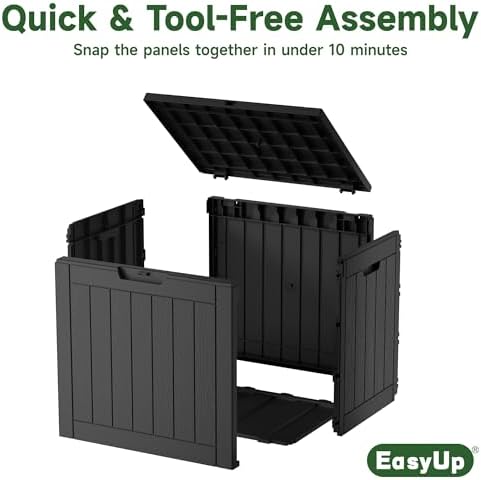 EasyUp 33 Gal Waterproof Outdoor Storage Box UV Resistant Deck Box