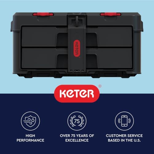 Keter Stack-n-Roll Two Drawer Tool Box for Small Parts and Power Tool Accesso...