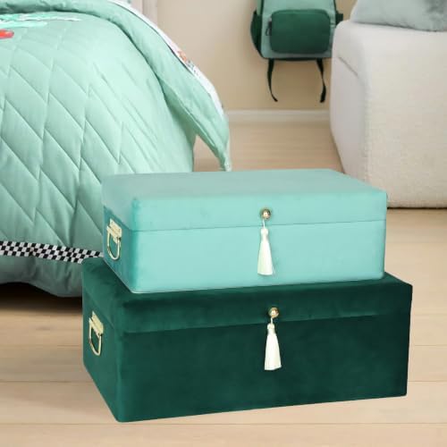 HofferRuffer Velvet Storage Trunks with Wood Frame, Set of 2 Storage Chests w...