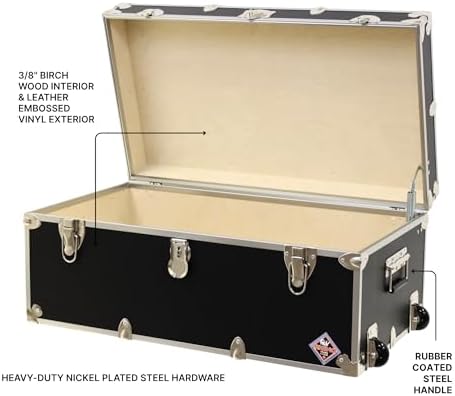 Rhino Large Essential Trunk with Wheels, Camp Footlocker, Dorm Storage