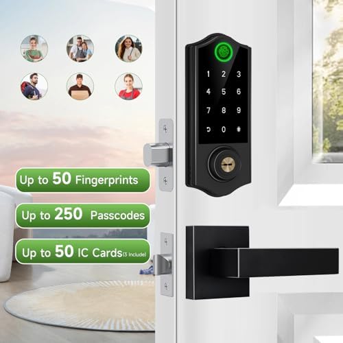 Fingerprint Smart Door Locks with Handles, App Control Deadbolt