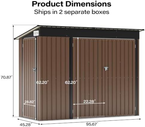 LAUSAINT HOME 8 x 4 FT Outdoor Storage Shed, Galvanized Steel Tool Shed with ...