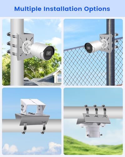 Universal Vertical Pole Corner Mount Bracket for Security Camera with Loops