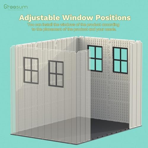 Greesum 8x6FT Plastic Outdoor Storage Shed with Floor, Resin Sheds, Beige