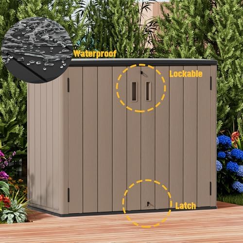 Mrosaa Large Outdoor Storage Box,Resin Shed,Waterproof/Lockable,Outdoor Stora...