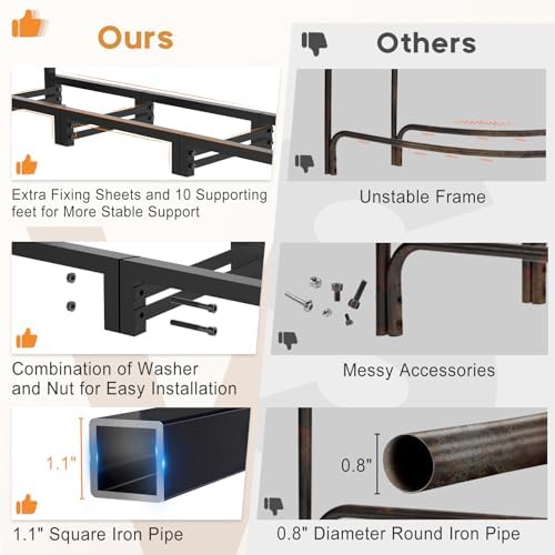 8ft Firewood Rack Outdoor with Waterproof Widened Cover