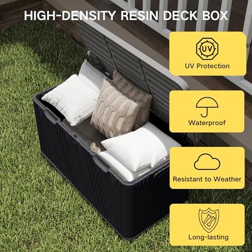 Kingdura 110 Gallon Outdoor Storage Box, Waterproof Resin Deck Box for Indoor...