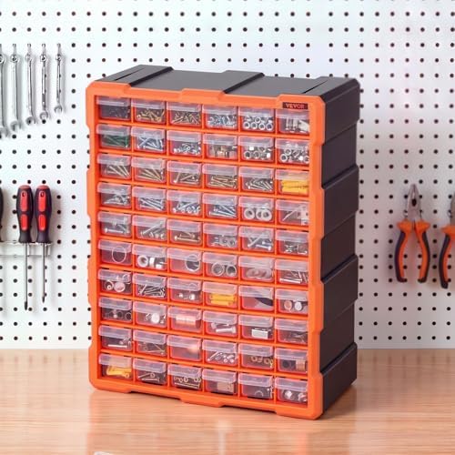 VEVOR 60-Drawer Storage Organizer, Plastic, Drawer Storage Cabinet for Garage...