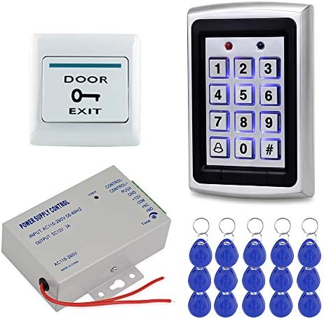 Door Access Control System Kit 125KHz RFID Keypad Metal Case + DC12V 3A Power...
