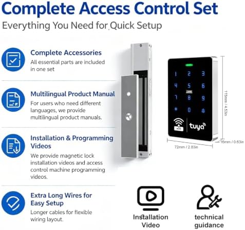 WiFi TUYA Complete Security Access System Kit with Waterproof RFID Touch Keyp...