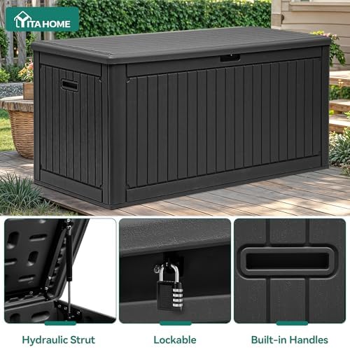 YITAHOME 320 Gallon Double-Wall Deck Box with Divider & Side Handles