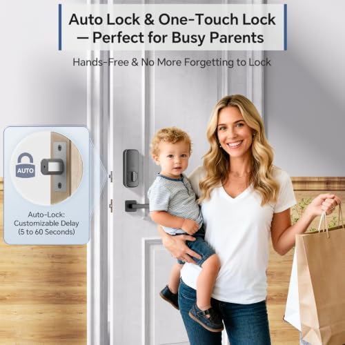 Ulecoce DL08 Fingerprint Smart Deadbolt with App Control, Mate Black