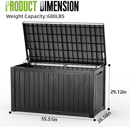 DRATO 200 Gallon Outdoor Storage Box Waterproof, Resin Lockable Deck Box