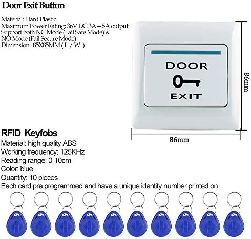 Door Access Control System Kit 125KHz RFID Keypad Metal Case + DC12V 3A Power...