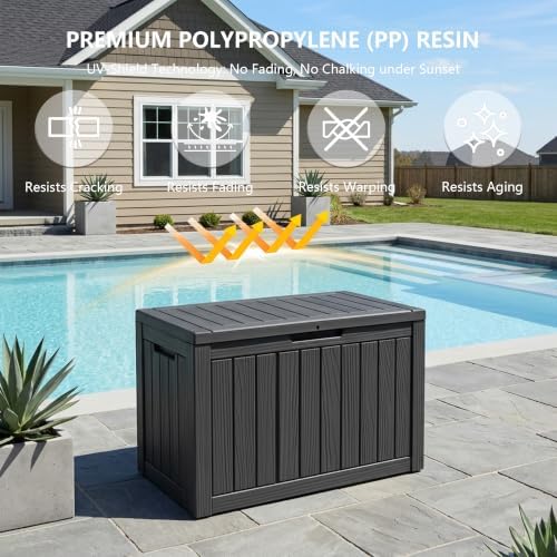 Outdoor Storage Box, 50 Gallon Waterproof Deck Box [Upgraded 3.0]