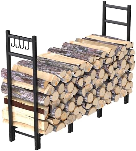 Firewood Rack Outdoor, 44.7" x 9.8" x 31.5", Black