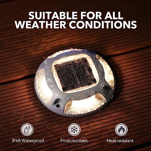 AGPTEK Solar Driveway Lights Outdoor 16 Pack, 2 Color Modes LED Deck Dock