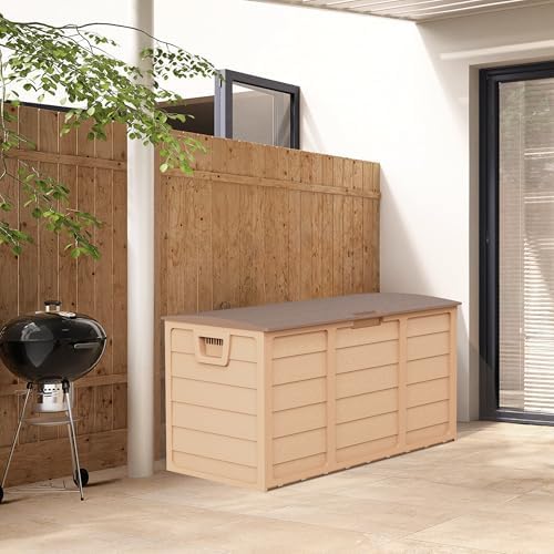75 Gallon Outdoor Deck Box - Heavy Duty Resin Storage with Lockable Lid, UV R...