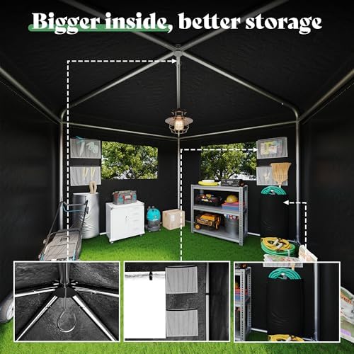 AMERLIFE 9.7x10.2x8.4 FT Pentagonal Storage Shed with PVC Windows