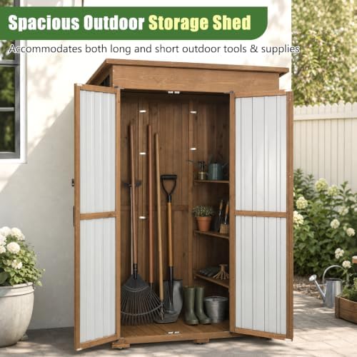 Outdoor Storage Cabinet, 51.4" W x 22.5" D x 70.5" H Tall Wood...