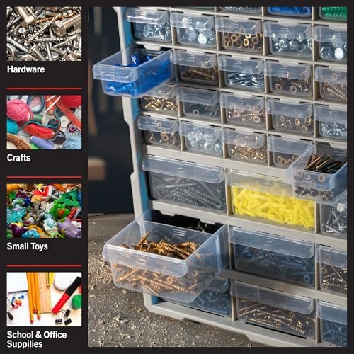 Stalwart 39-Drawer Plastic Small Parts Organizer, Black