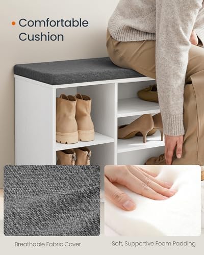 SONGMICS HOME Shoe Storage Bench, Snapsemble Superfast Assembly