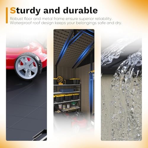 Devoko 8 x 12 FT Resin Outdoor Storage Shed with Floor, Large Plastic Sheds