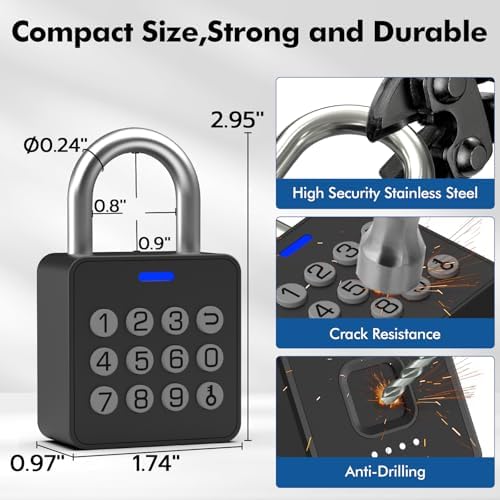 Fingerprint Padlock with Code,Smart Padlock Fingerprint,Gym Locker Lock