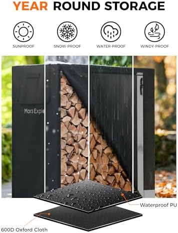 3ft Firewood Log Rack with Cover Outdoor, Heavy Duty Indoor Outdoor Firewood ...