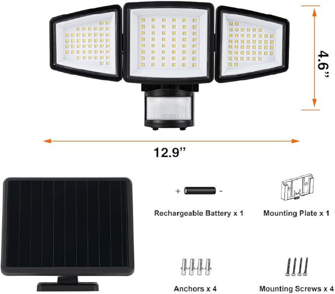Sylvania Motion Sensor Solar Security Light, Solar Panel, 1800 LMS, Wet Rated