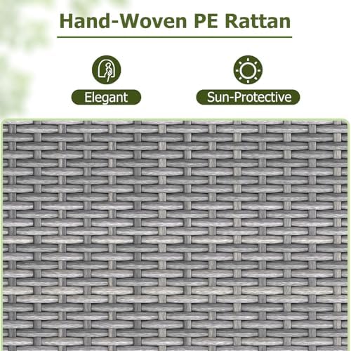 HAPPYGRILL Outdoor Storage Cabinet PE Rattan Wicker Storage Shed Organizer wi...