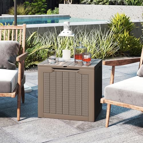 Tangkula 30 Gallon Outdoor Storage Box with Lockable Lid