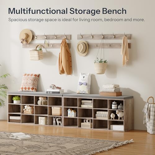 HOOBRO Shoe Storage Bench with Cushion, 39.4" L Entryway Bench