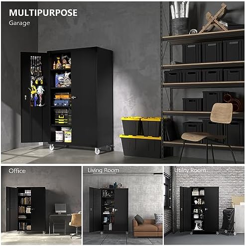 VINGLI Upgraded Wide & Deep Garage Storage Cabinet, Metal Storage Cabinet...