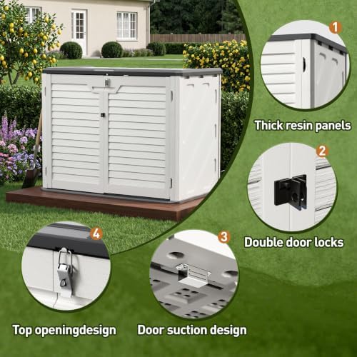 31 Cu.Ft Resin Outdoor Storage Cabinet with 2 Shelves & Floor
