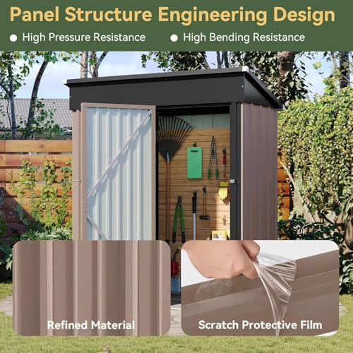 Aoxun 4.9x2.9 FT Outdoor Storage Shed - Metal Garden Shed with Base