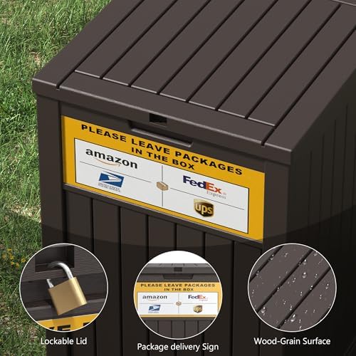 LHBGO Package Delivery Box for Outside with Sign, 48 Gallon Storage with Lock...