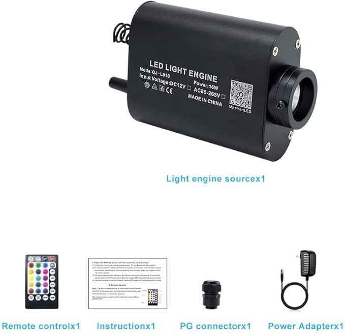 AZIMOM 16W Car Use Sound Activated Fiber Optic Light Box Engine Music Sensor