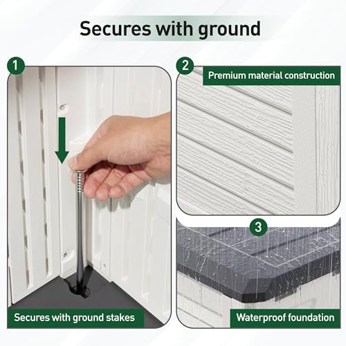 31 Cu.Ft Outdoor Storage Shed, Lockable Vertical Resin Storage Cabinet
