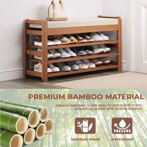 39.4" Shoe Rack Bench with Coat Rack 3-Tier, Entryway Storage Bench